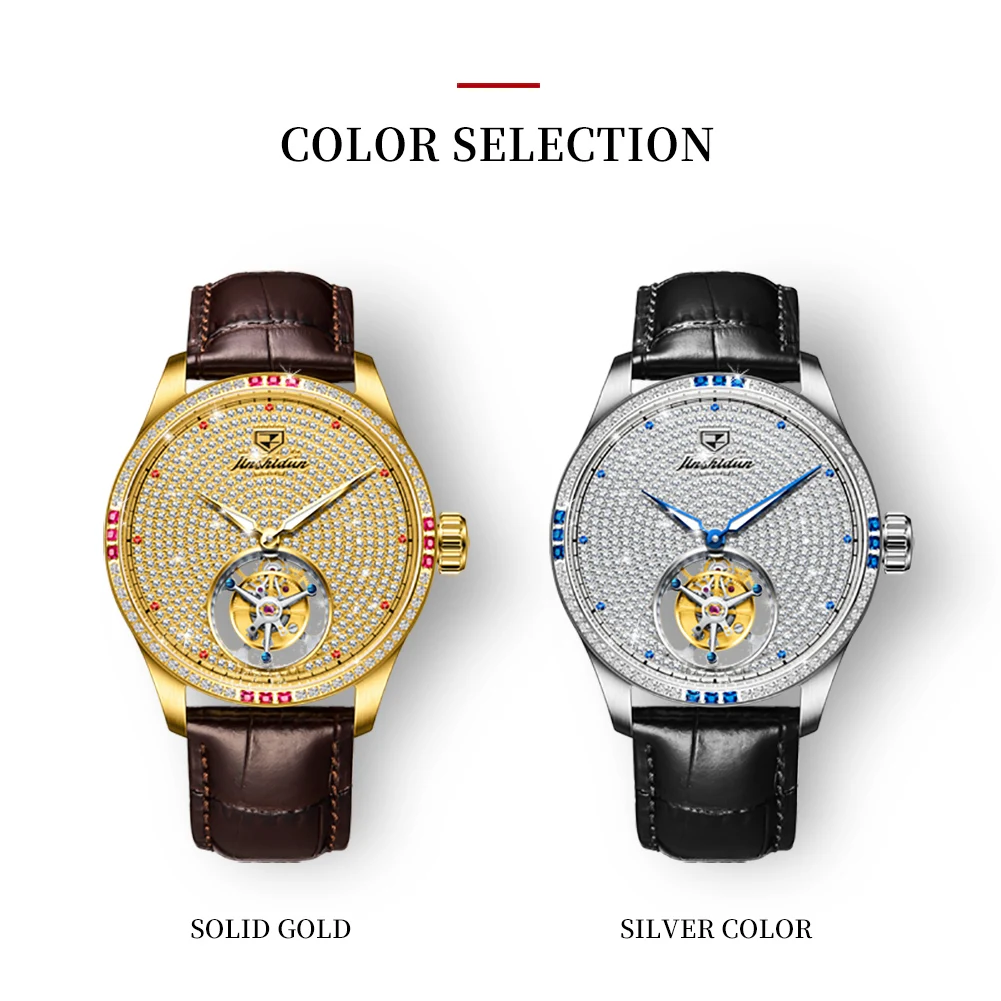 JSDUN High Quality Men Watch Tourbillon Movement Automatic Mechanical Watch Waterproof Luminous Original Luxury Male Wristwatch