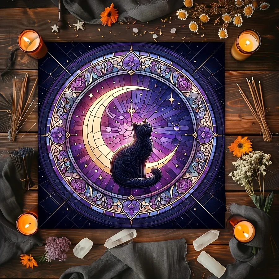 Zodiac Tarot Tablecloth with 12 Astrological Signs, for Tarot & Astrology Reading, Table Games, Dorm, Wedding, Summer