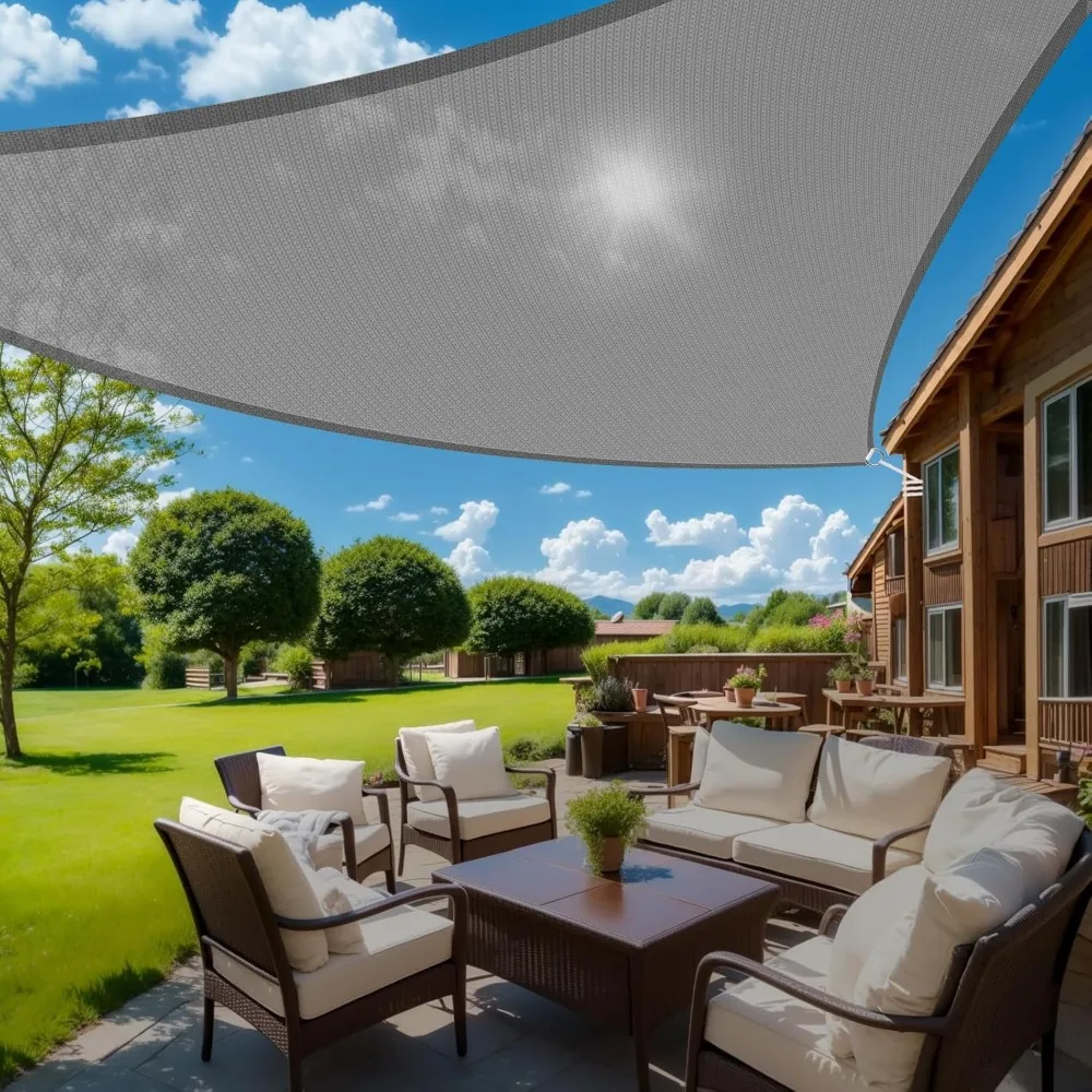 

HappyTrends Sun Shades Outdoor Patio,Heavy Duty Shade Sail UV Protection Beach Canopy,Tear and Rust Resistant Wind Sail for Yard