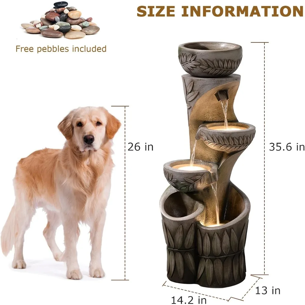 4 Tiered Outdoor Water Fountain Waterfall Garden Decor