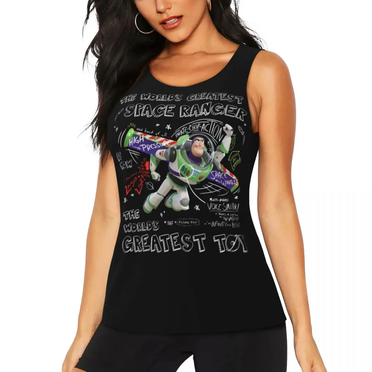 

Custom Toy Story Buzz Lightyear Anime Yoga Shirt Women's Athletic Running Tank Tops