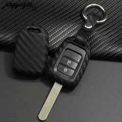 jingyuqin Carbon Silicone Car Remote Key Case Fob Cover For Honda GREIZ Civic City XRV Vezel Protective shell keychain