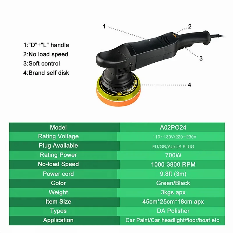 Orbital Car Polisher Buffer Machine Dual Action Polishing Buffing Machine 6Inch Pad