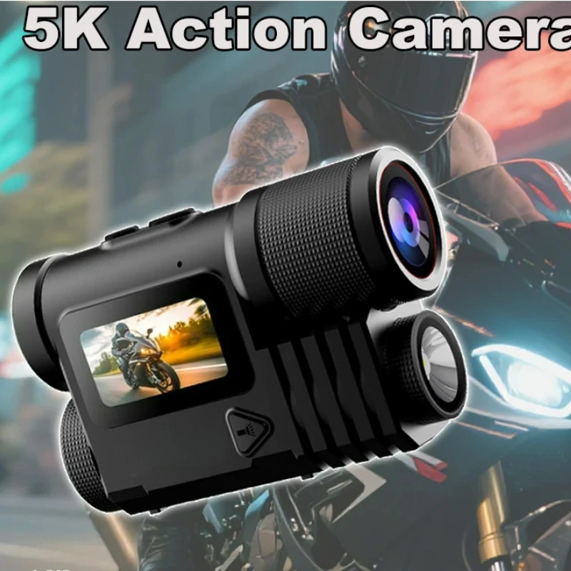5KWaterproof Action Cam 30M Touch Screen WiFi Sports Cam with Stabilization & AI Voice Wide Angle Helmet Cam for Bike Motorcycle