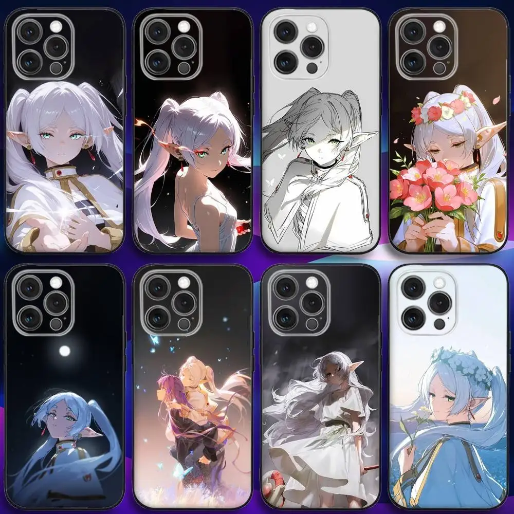 

F-FrierenS Anime Phone Case For iPhone 16e,16,15,14,13,12,11,Pro,X,XS,Max,XR,Plus,Mini Soft Black Cover