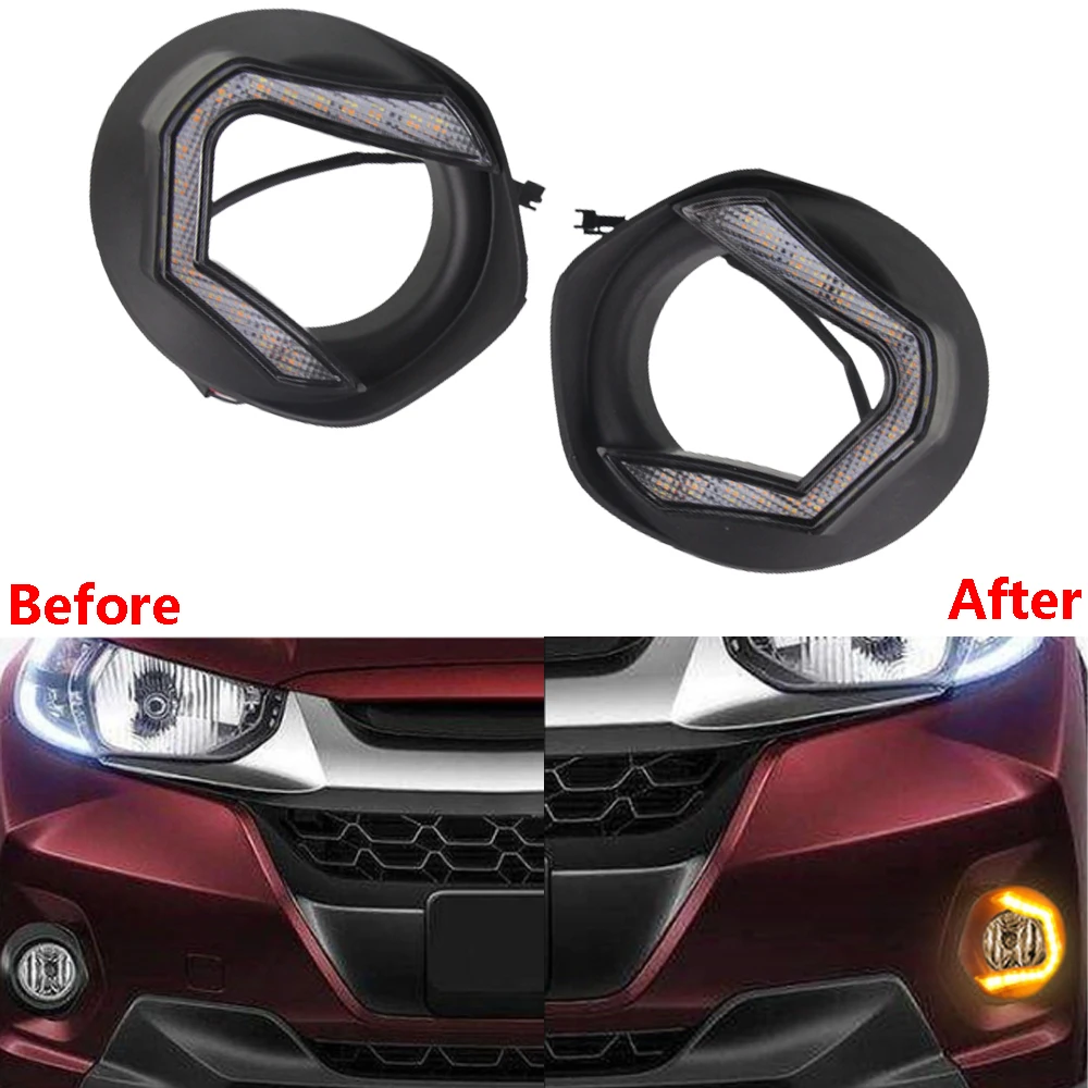 

2pcs Car LED Driving Daytime Running Lights DRL Fog Lamps Assembly Fit For Honda WRV 2017 2018 Car Accessories