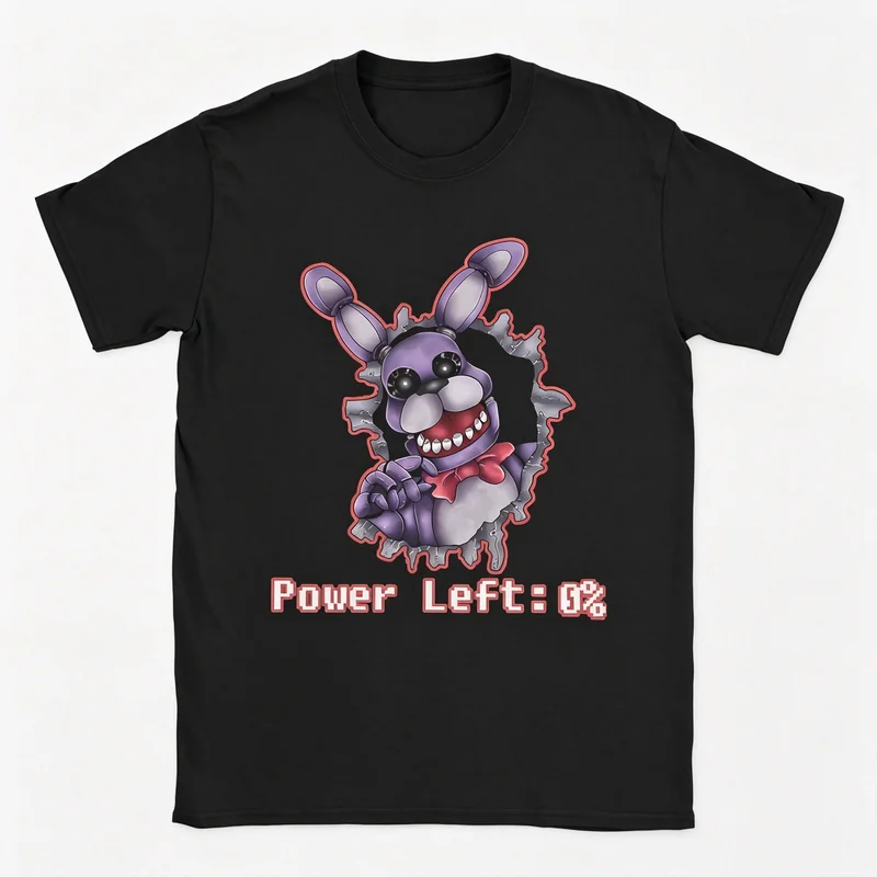 Vintage FNAF Game Bunny Power Left 0 T Shirt Purple Rabbit Character Meme Unisex Daily Wear Cotton Tee Y2k Top Harajuku
