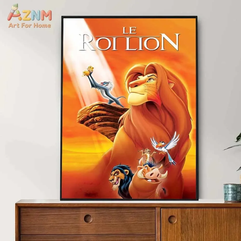 AZNM The Lion King Simba Canvas Print Frameless Wall Art Classic Movie Poster Kids Room Home Decor Painting
