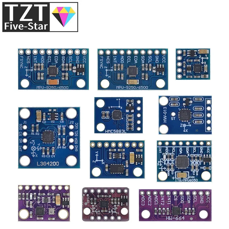 MPU-6050 MPU-9250 BMI160 LSM303DLHC L3G4200D HMC5883L ADXL335 LIS3DSH 3 6 9-Axis Attitude +Gyro+Accelerator+Magnetometer Sensor