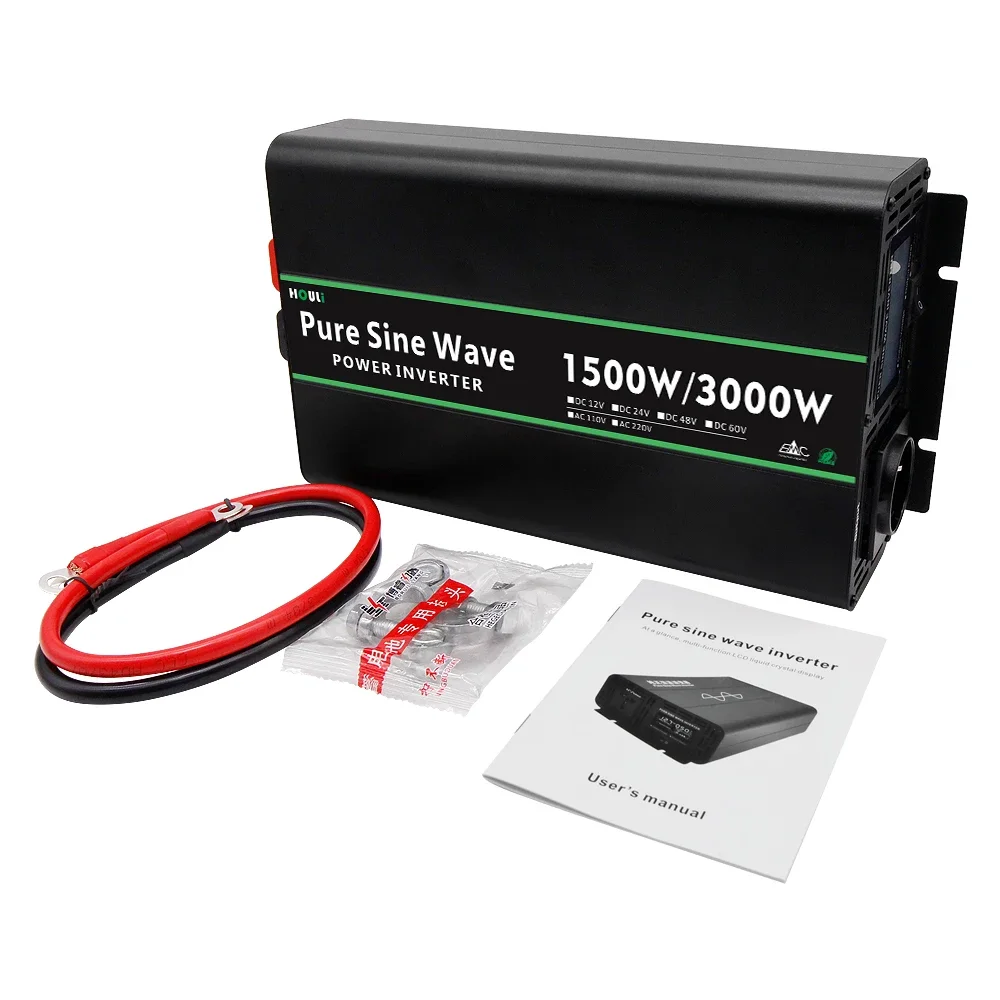 For HOULI Power Inverter 3000 Watt Pure Sine   Wave Inverter 1000W 2000W 3000W 24V 12V 220V 3000W Inverter