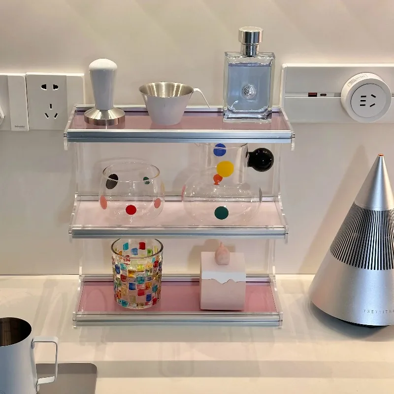 Acrylic cup holder Water cup display stand Desktop high-value marble bathroom Waterproof cosmetics Perfume rack