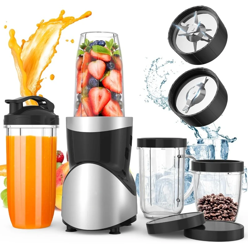 Smoothie Blender, Blender for Shakes and Smoothies, 15-Piece Personal Blender and Grinder Combo for Kitchen,