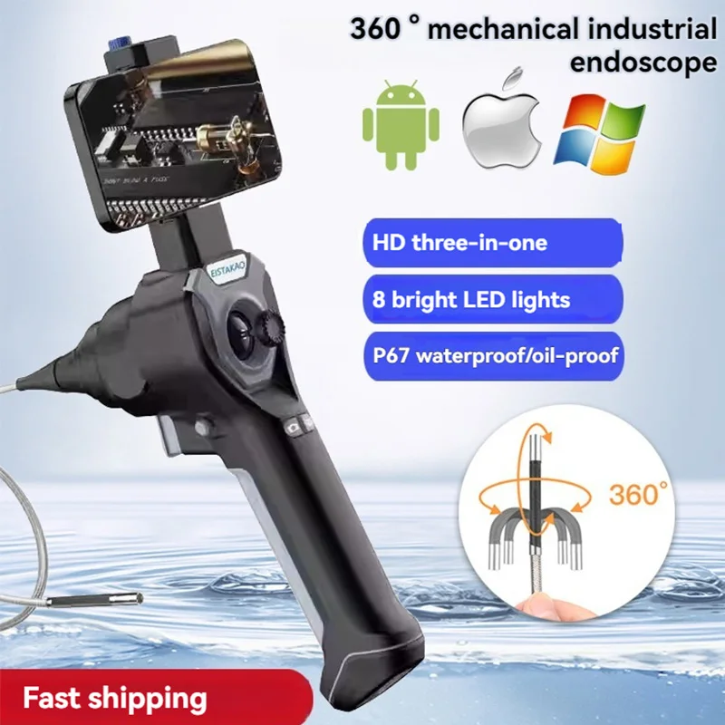 

360 degree steering 8/6/4mm industrial endoscope pipeline HD lens without screen OTG data cable mobile phone computer connection