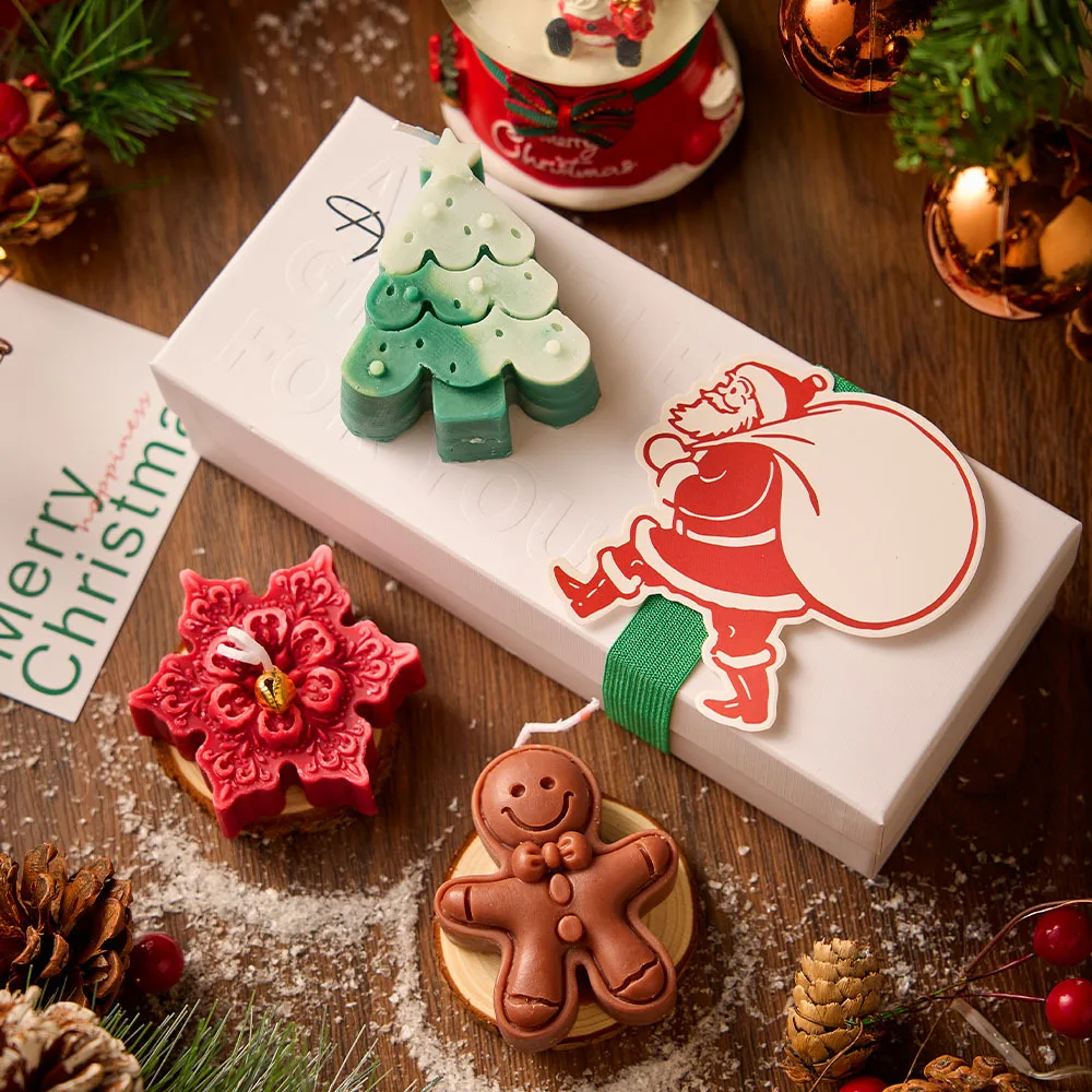 

Creative 3PC/Pack Christmas Handmade Fragrance Candle Gift Set Santa Tree Snowman Elk for Xmas GiftBox Navida 2026New Year Decor