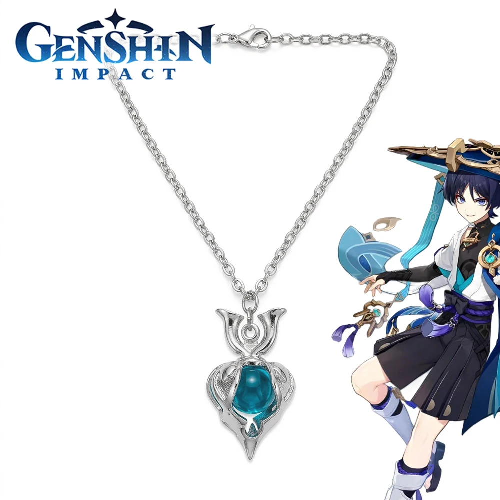 Image of Genshin Impact Wanderer Balladeer Cosplay Halskette Unisex Metall-Anhänger Choker Paar-Schlüsselbeinkette Schmuck-Accessoires