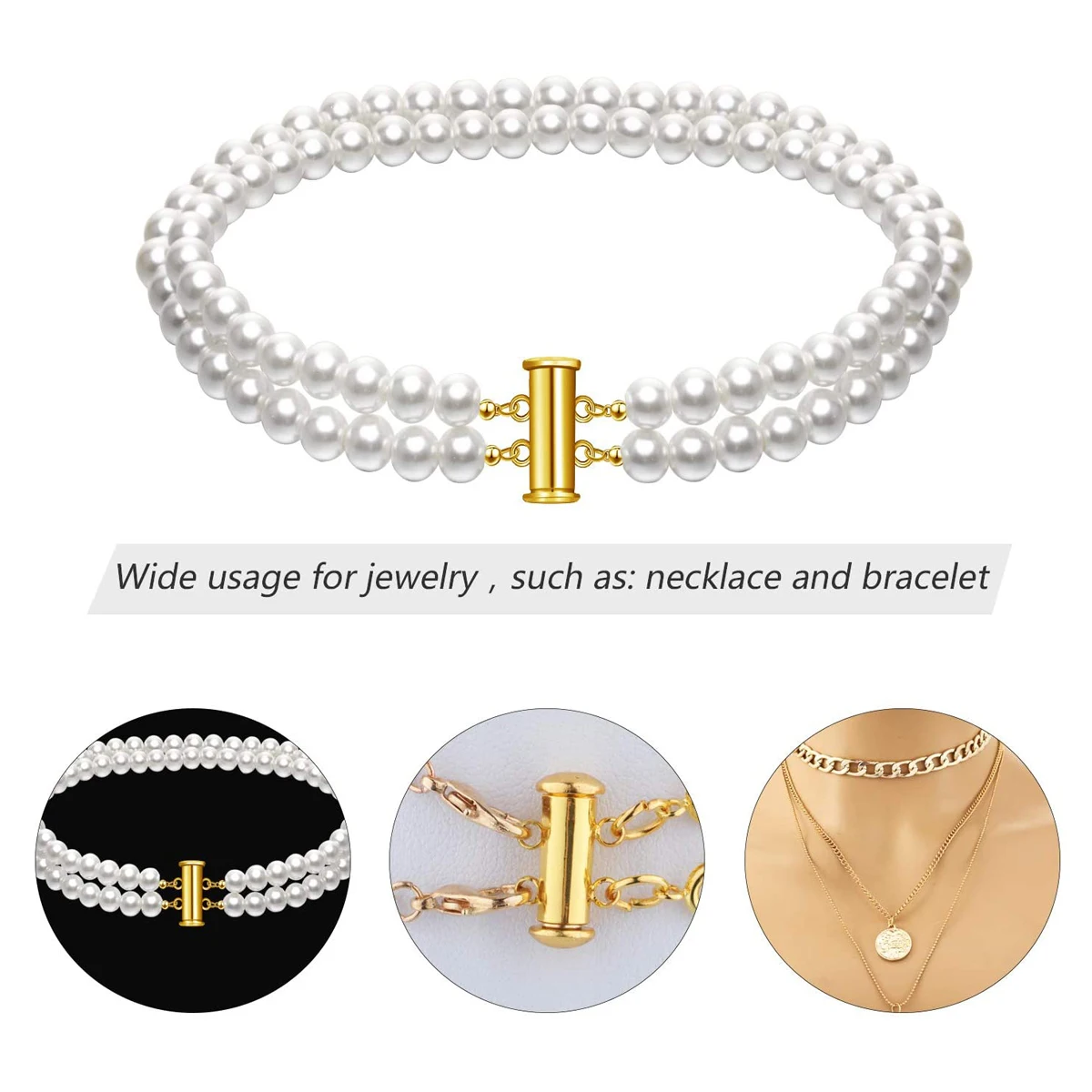 

8 Pcs Pearl Buckle Bracelet Connectors Clasp Jewelry End Clasps Multi Strand Necklace Layering Necklaces