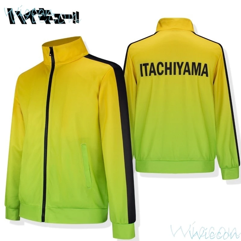 Anime Cosplay Traje para Meninos, Instituto Itachiyama, Sakusa Kiyoomi, Voleibol Boy, SKS Casaco, T-Shirt Set, No 10 Uniforme, Verde, Amarelo