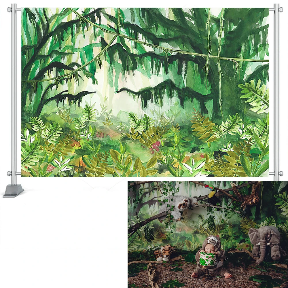 Mocsicka Jungle Easter Backdrop Kids Fairy Tale Forest Cake Smash Props Floral Mushroom Child Baby Newborn Birthday Photo studio