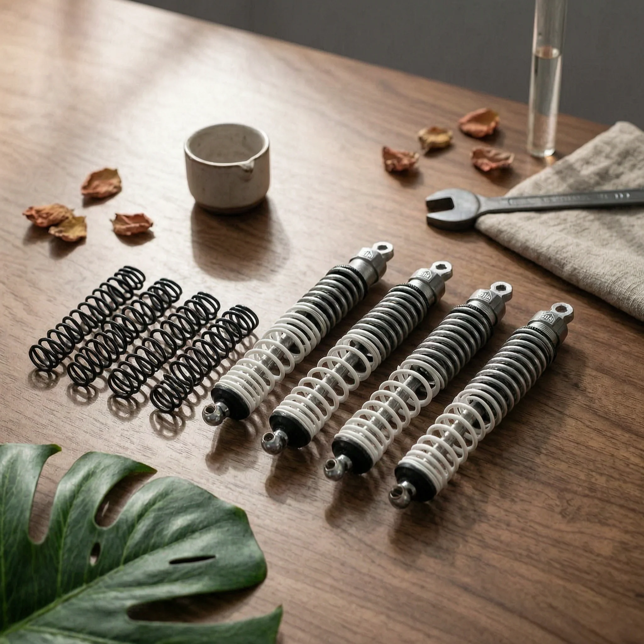 4 Pieces Metal RC Damper with Spare Springs 128mm RC Shock Absorber with Dual Springs Hardware Easy to Install for Hobbyists
