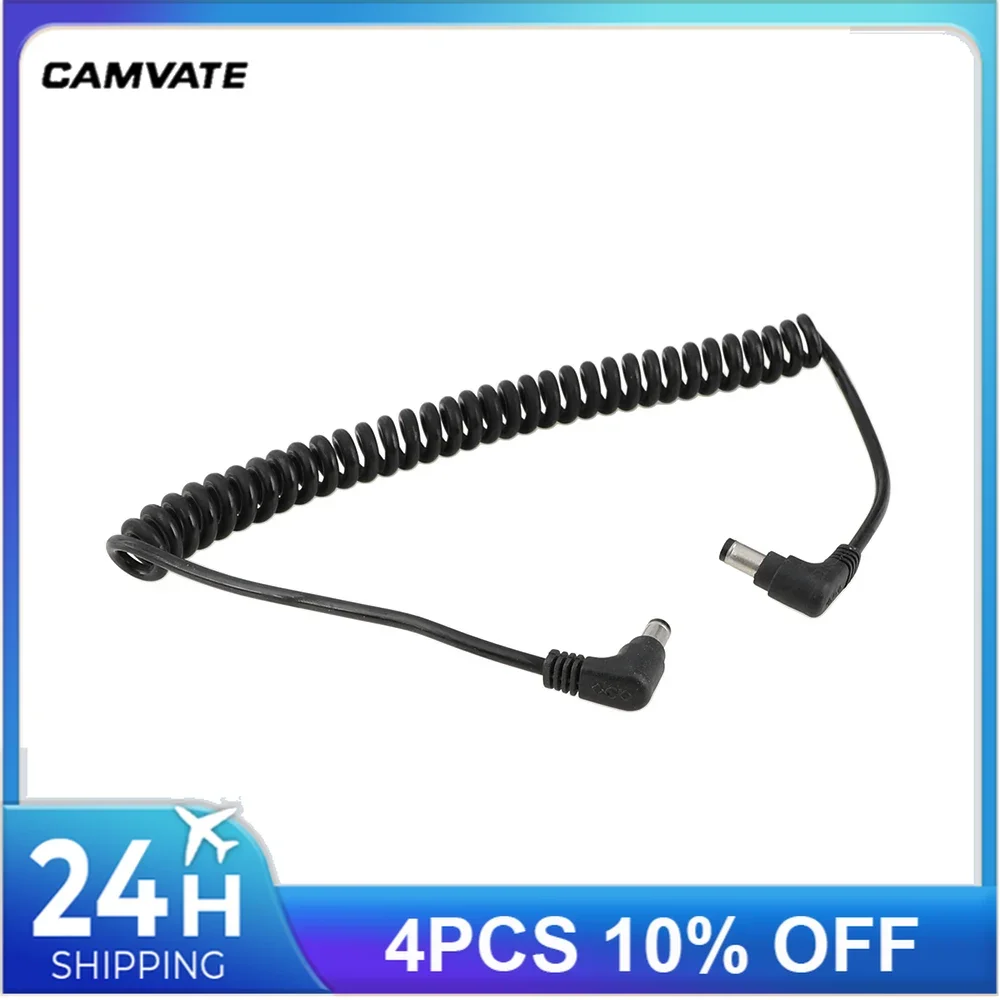 CAMVATE Double 2.5mm Right-Angle DC To 2.5mm Coiled Cable Connector For Camera/Accessory With 2.5mm Port (Blackmagic Camera) New