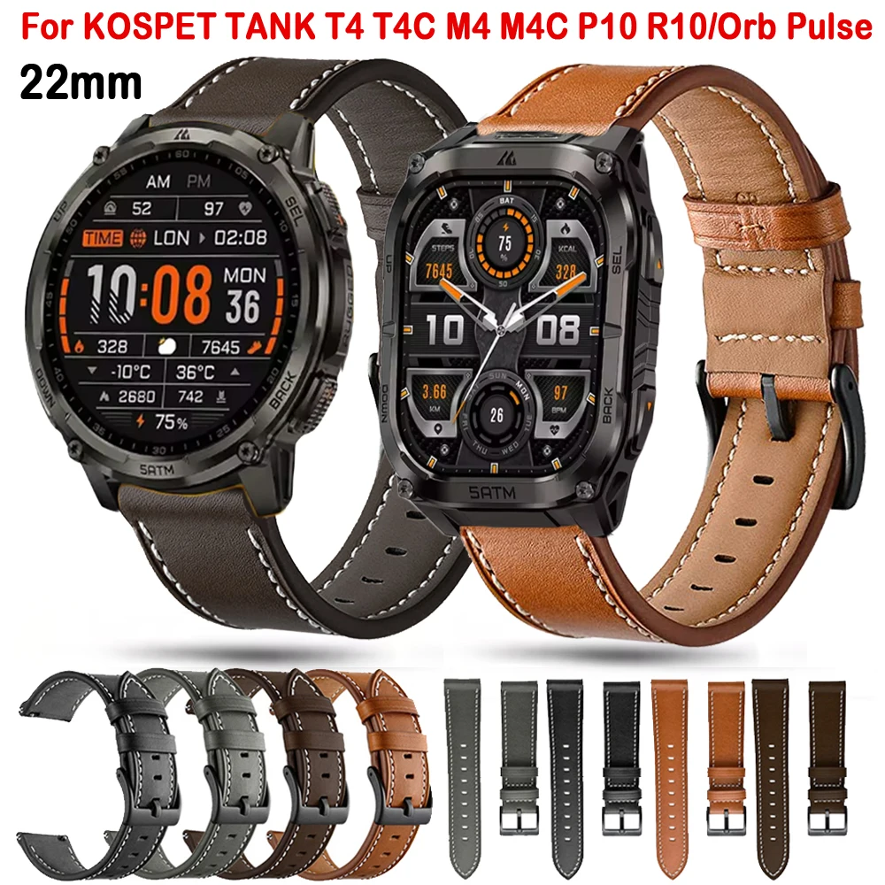 Original 22mm Lederarmband für KOSPET TANK T4 T4C M4 M4C T3 T2 M3 M2 Armband für KOSPET MAGIC P10 R10/Orb Pulse Band