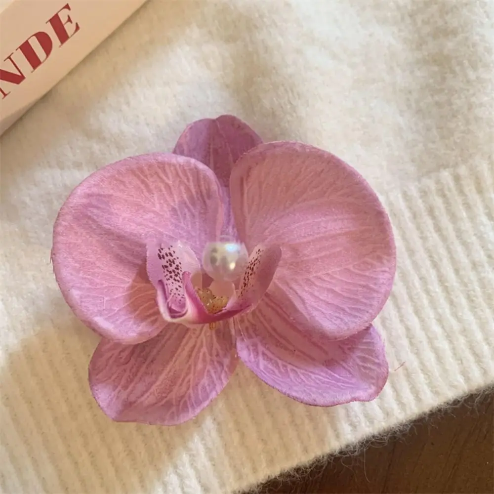 

Pink Orchid Flower Hair Clip Hair Ornament Hair Accessories Orchid Hairpin Headdress Side Barrettes Bohemia Barrettes Bridal