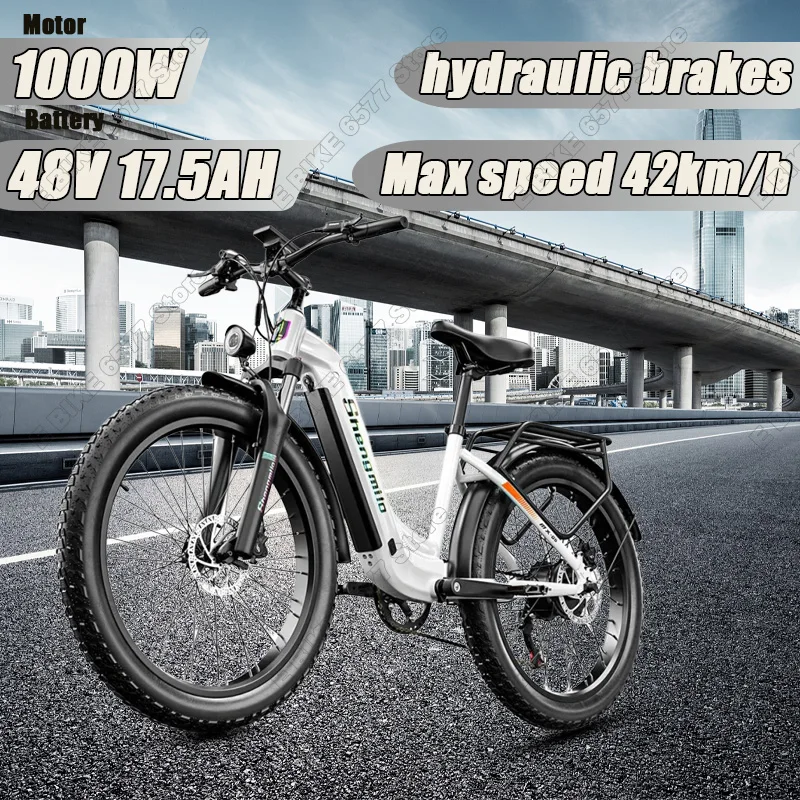 Shengmilo MX06 bicicleta eléctrica 1000W Motor 48V 17.5AH batería freno hidráulico E-bike 26 pulgadas neumático montaña nieve bicicleta eléctrica