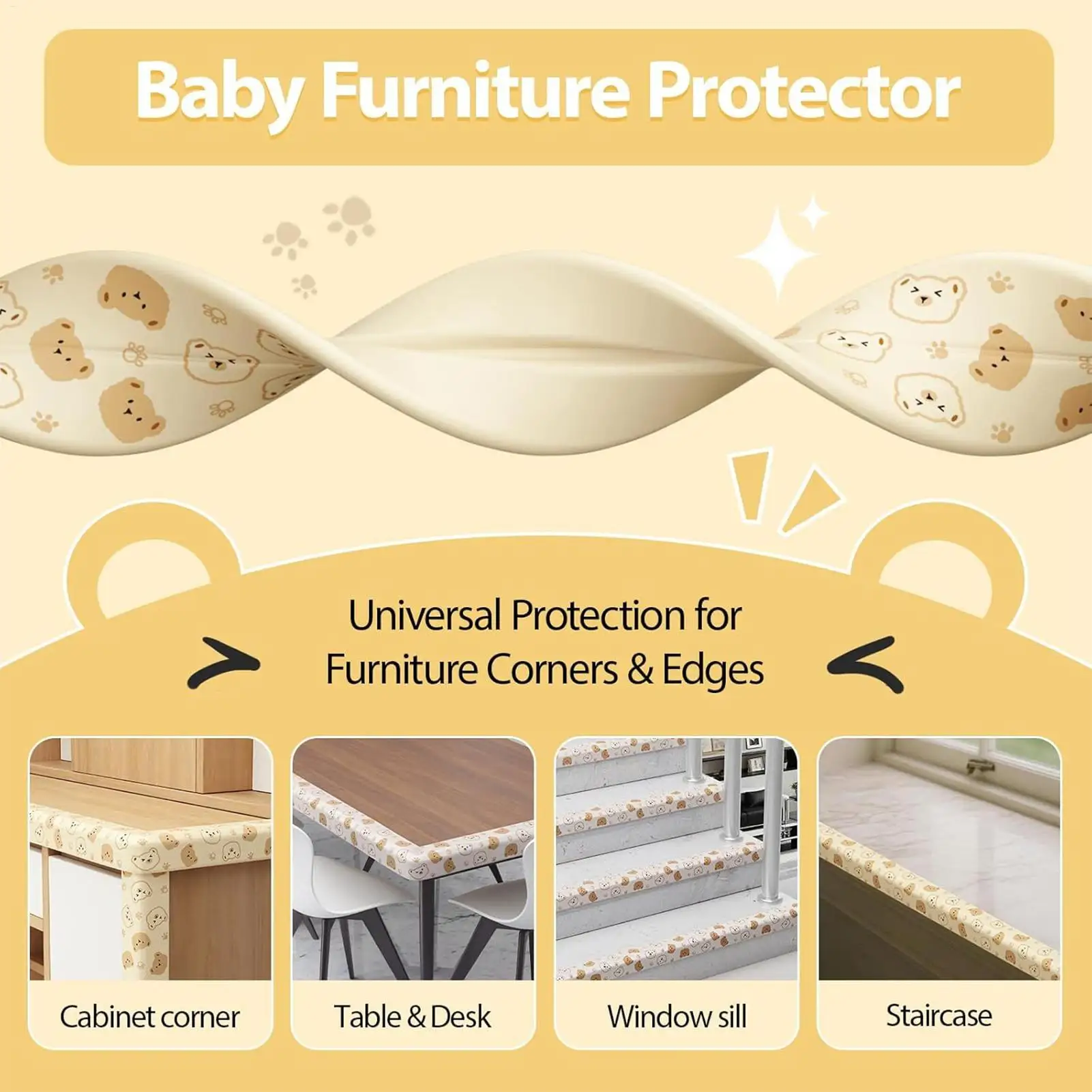 أطفال التدقيق الوفير لينة المطاط رغوة 6.5ft الأثاث حافة حشوات للزوايا المضادة للتصادم شرائط للمدفأة كونترتوب مكتب