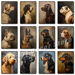 Vintage Dogs Bulldog Labrador Dachshund Poster Antique Dog Portrait Canvas Printing Wall Art Picture Farmhouse Room Home Decor