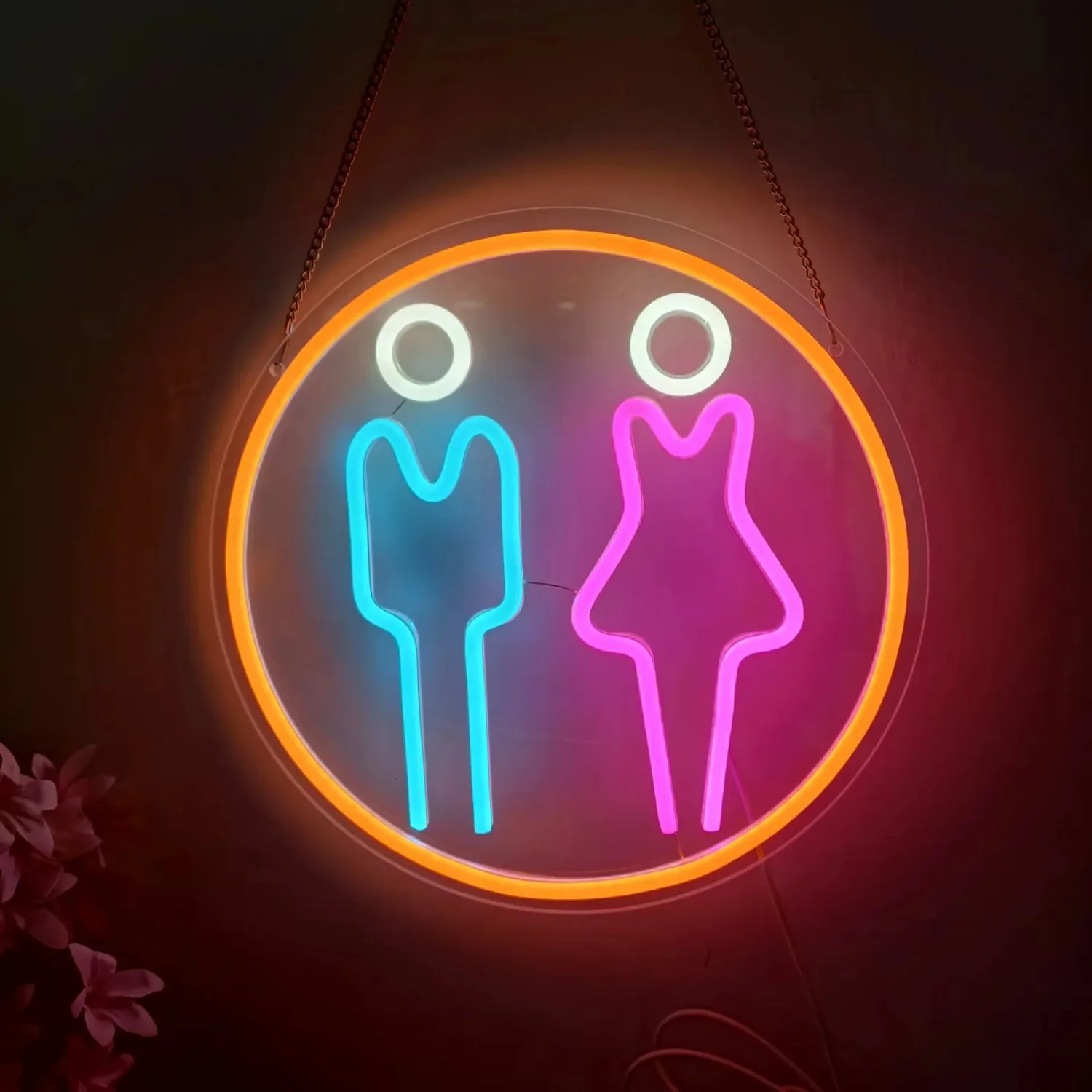 

LED Neon Sign Toilet Neon Sign Wall Deco for Public Washroom Male Left Female Right Light USB Powered for Public Places Mall