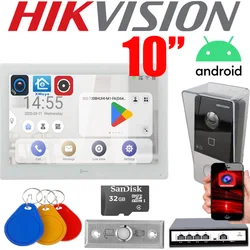 Hikvision-kit de vídeo porteiro, monitor de 10 polegadas, ds-kh9510-wte1, ds-kv6113-wpe1 (c), ds-kb8113-ime1-ime1, poe wifi, original