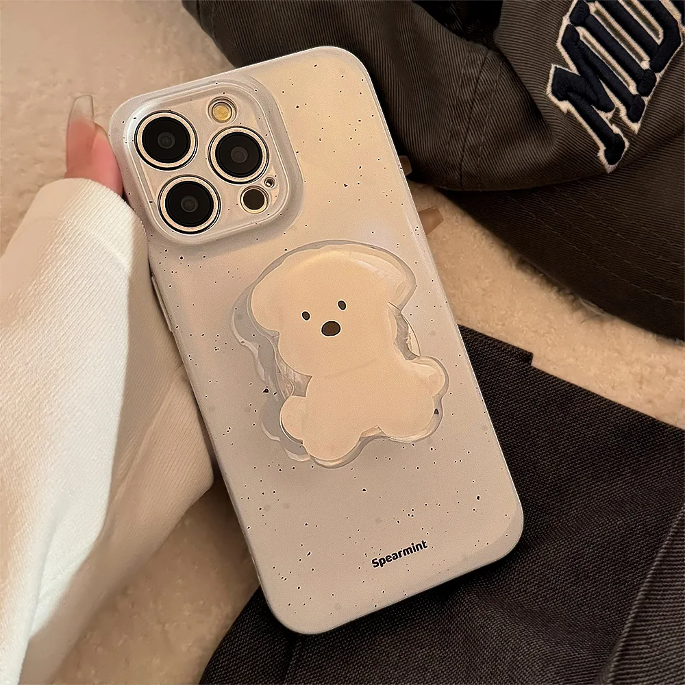 Film blue background ink dot puppy stand Phone Case For iPhone15 14 13 12 11 Pro Max X XR XSMAX  TPU  Cover New Products