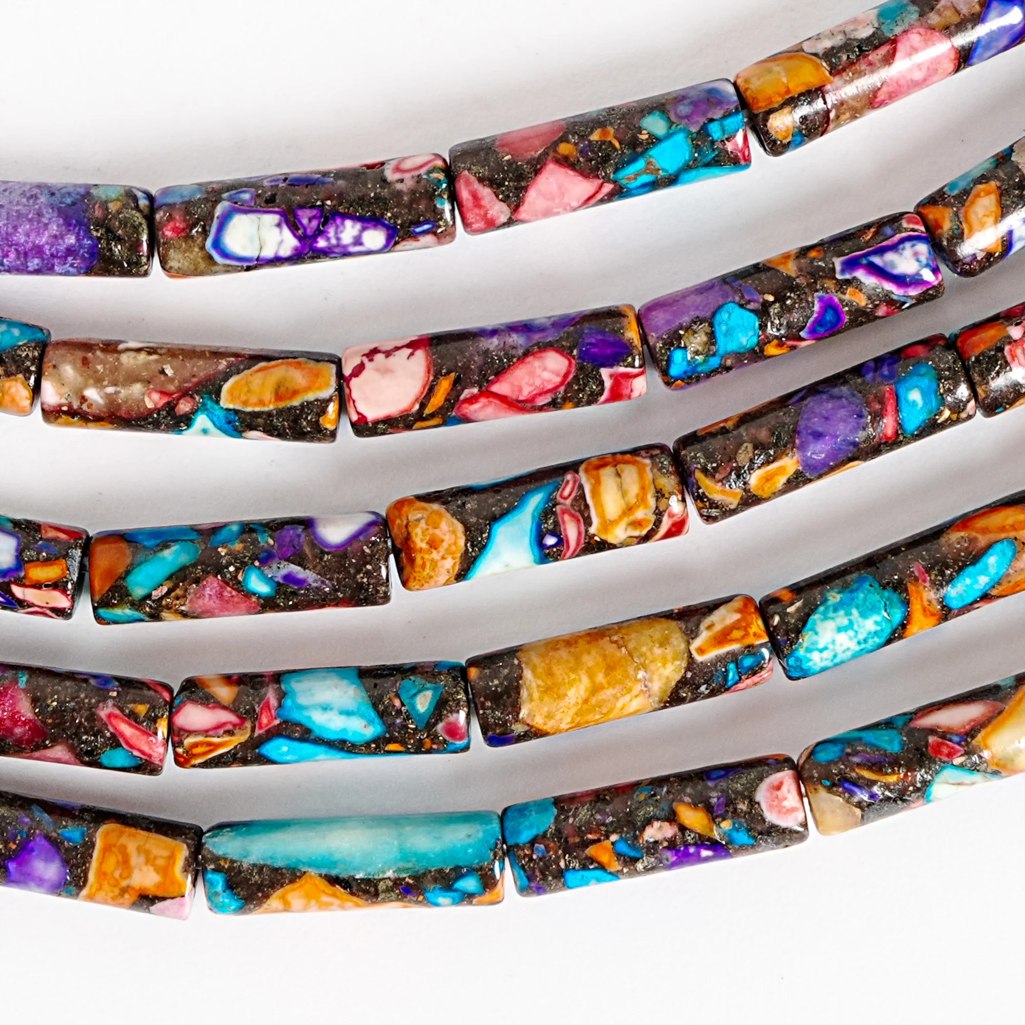 Multicolored Turquoise 4x13mm Gold-thread Smooth Round Tube Dyed Beads for Jewelry Making DIY Bracelet Necklace Accessories Gift