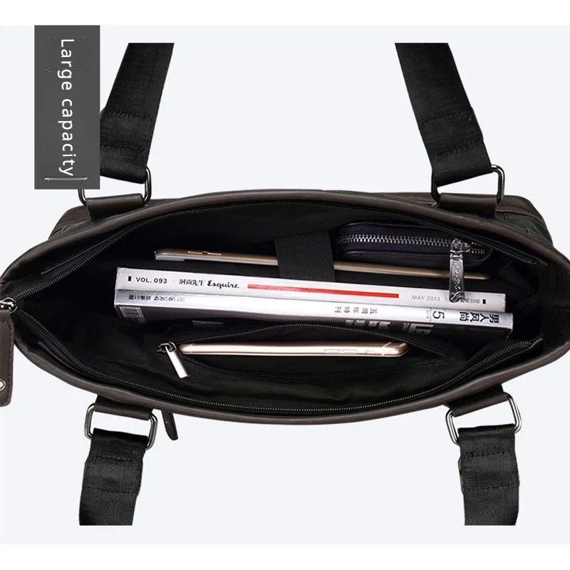 Borsa da uomo di marca Valigetta in pelle PU con cerniera borse da viaggio d'affari borsa per laptop retrò borse a tracolla dal design di alta qualità