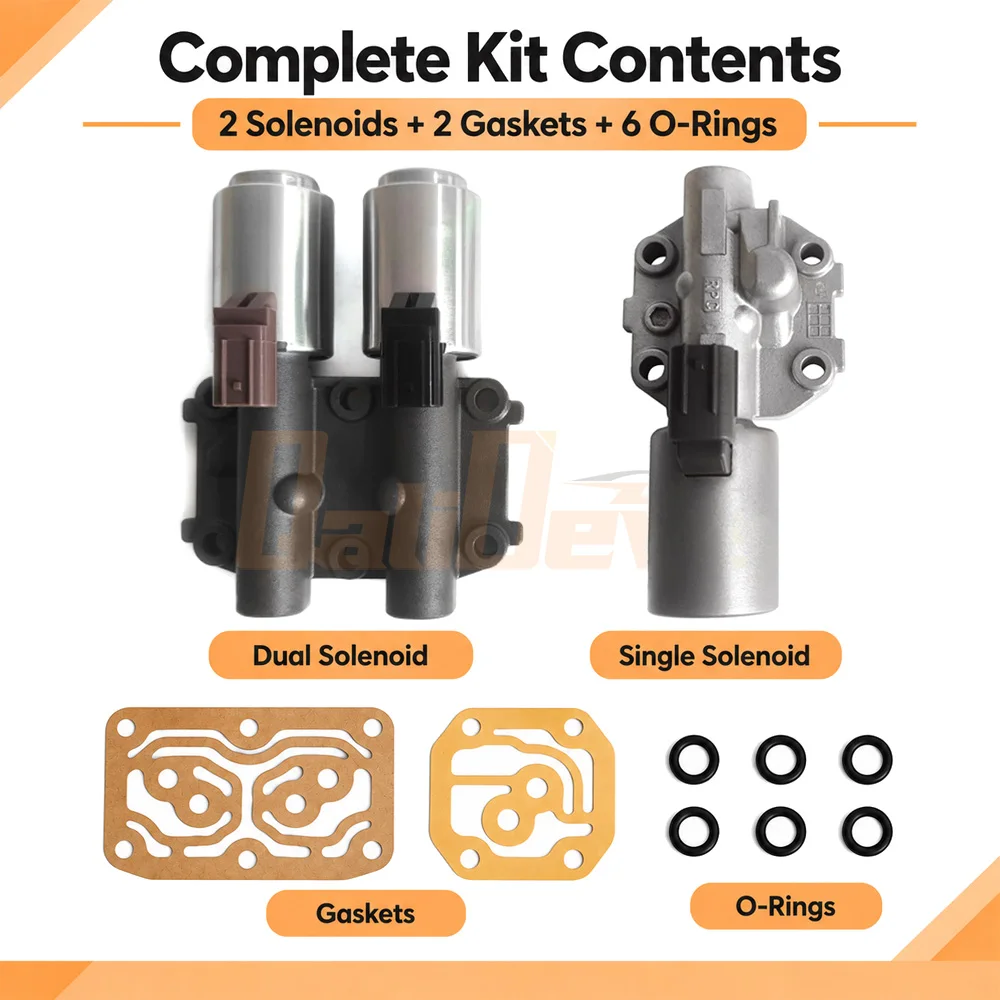 2Pcs 28260-PRP-014 28250-RPC-003 Auto Transmission Dual Single Linear Solenoid Kit for Honda Accord CR-V Element Acura TSX