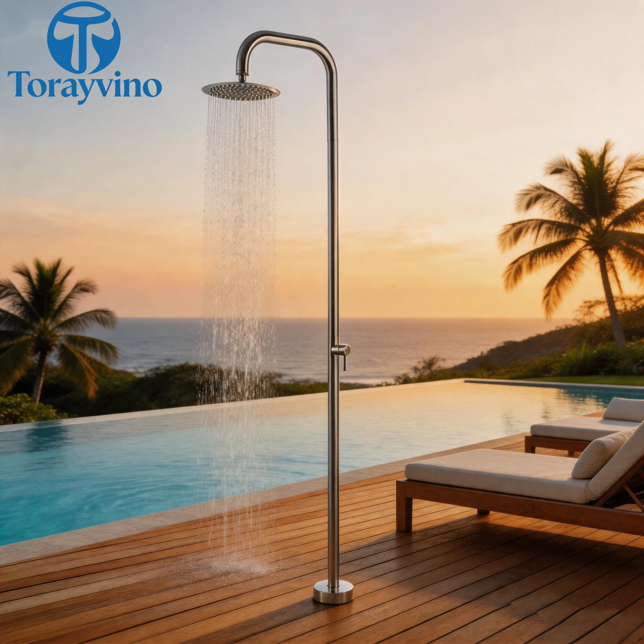 Torayvino Luxury Swimming Pool Outdoor Shower Column Garden Beach Large Nozzle Floor standing 10