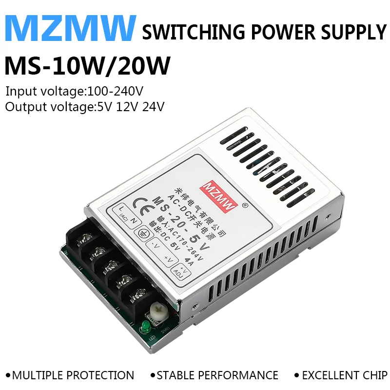 10W 20W Switching Power Supply 5V 12V 24V Mini Size AC To DC Single Output LED Strip Drive Switch Power for Monitor MS-10 MS-20