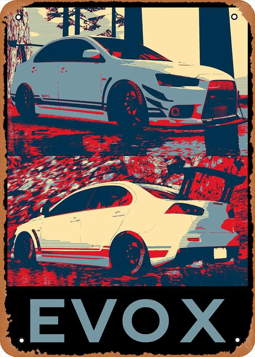 1p,Metal Signs - Cars Posters EVO X Front N Rear 2- inches Metal Poster.