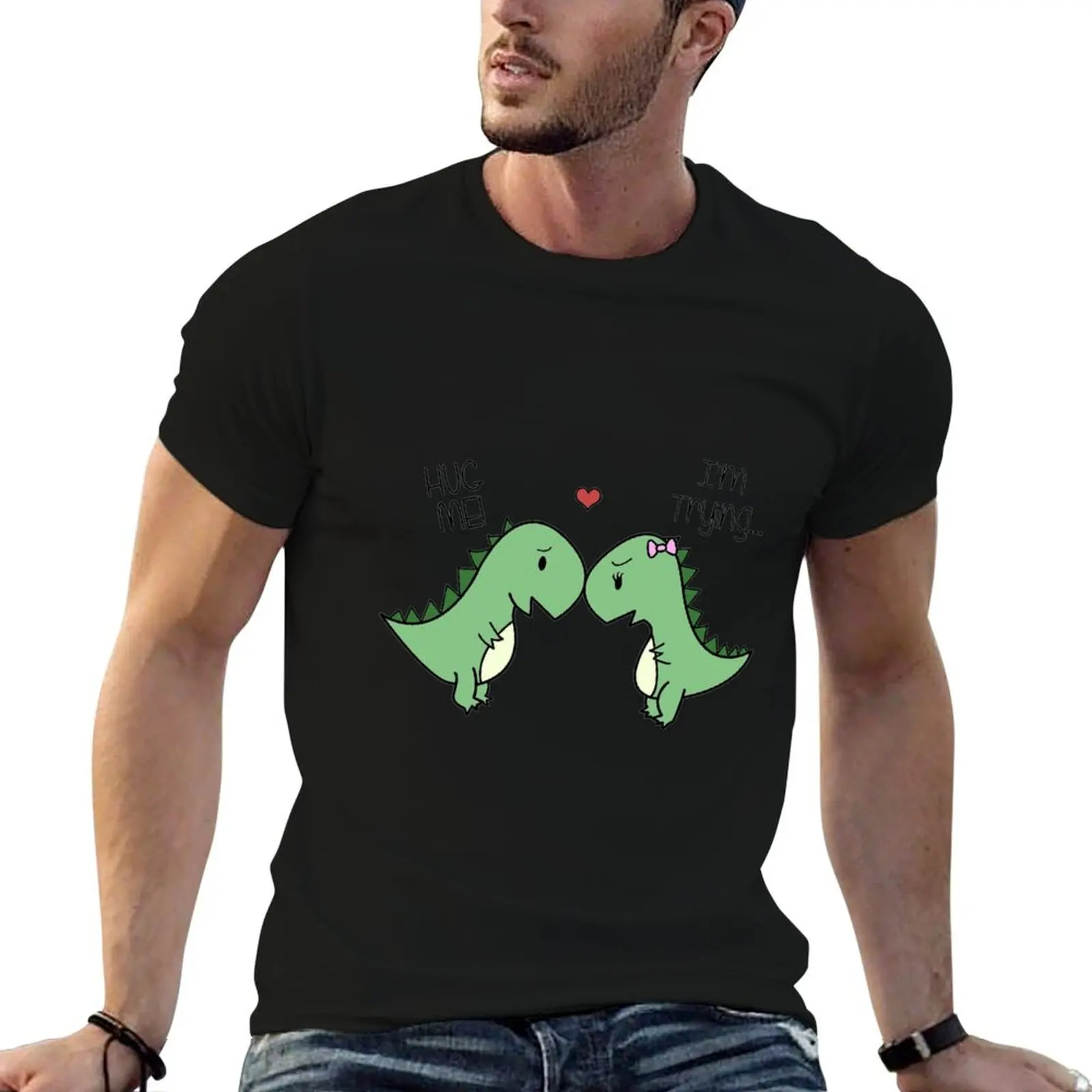 Dino Love! (Hug Me!) T-Shirt Holiday Casual Short Sleeve Top