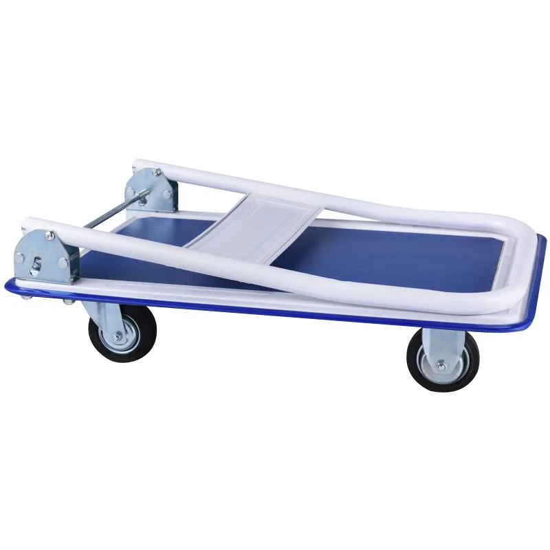 Foldable lightweight handcart, flat-plate tow cart, pushcart, silent flat-type small cart, thickened transport cart