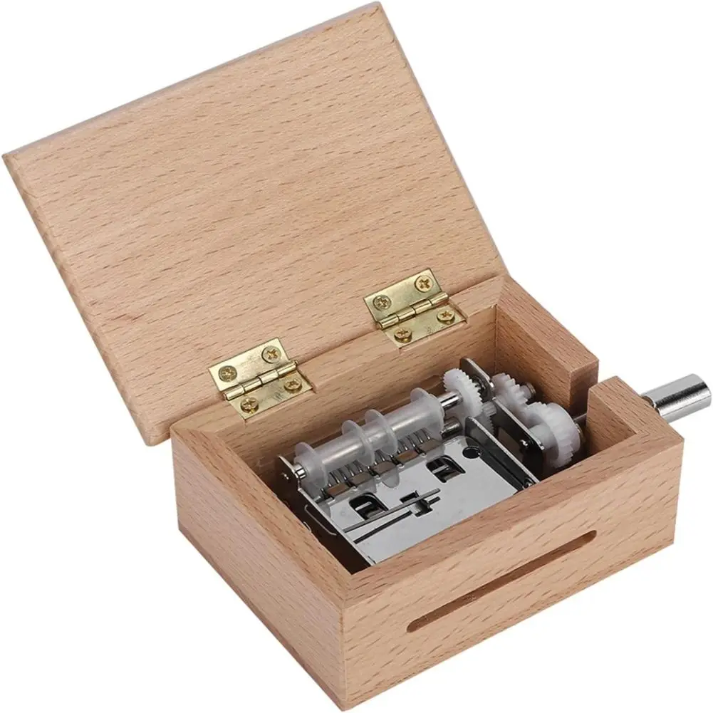 Wood 15 Note DIY Hand Crank Music Box Make Your Own Music Box Musical Accessories With 7Pcs Blank Paper Tape