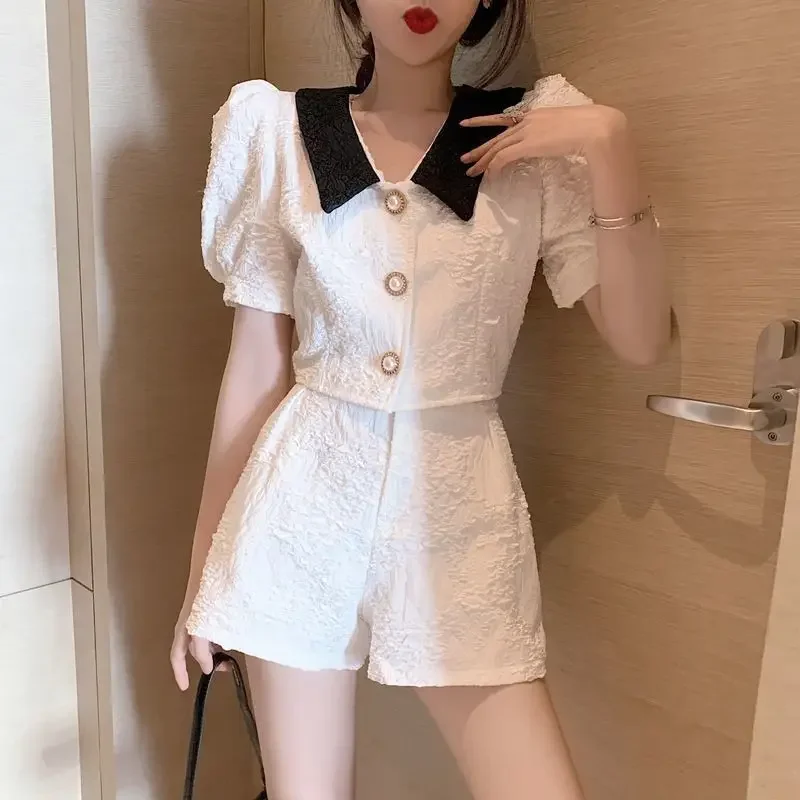 Clothing Trend 2024 Woman Shorts Elegant Short Sets for Women 2 Pieces New In Light Two-piece Outfit Summer Fashion Coordinated