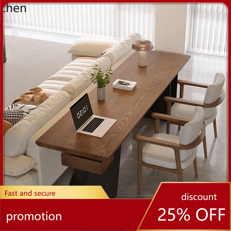 ZML solid wood living room sofa double computer wrought iron tea learning large board long desk