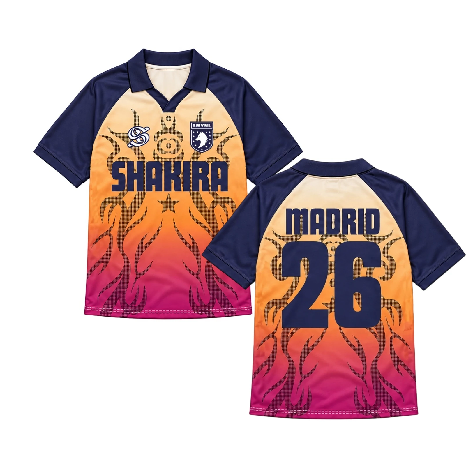 2026 Europe Shakira LMYNL Las Mujeres Ya No Lloran World Tour Madrid Spain Navy Gradient Soccer Jersey Men Women Unisex T-shirt