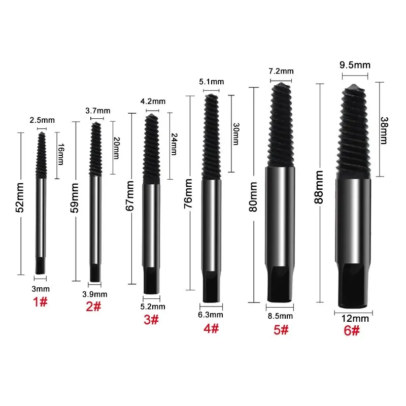 5pc Broken Wire Extractor 6pc Fine Tooth Broken Head Screw Removal Faucet Removal Tool Accessory Set