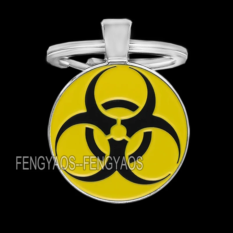 Radiation Symbol Keychains for Door Yellow Warning Sign Keychain for Key Purse Bag Keyring Gift for Friends