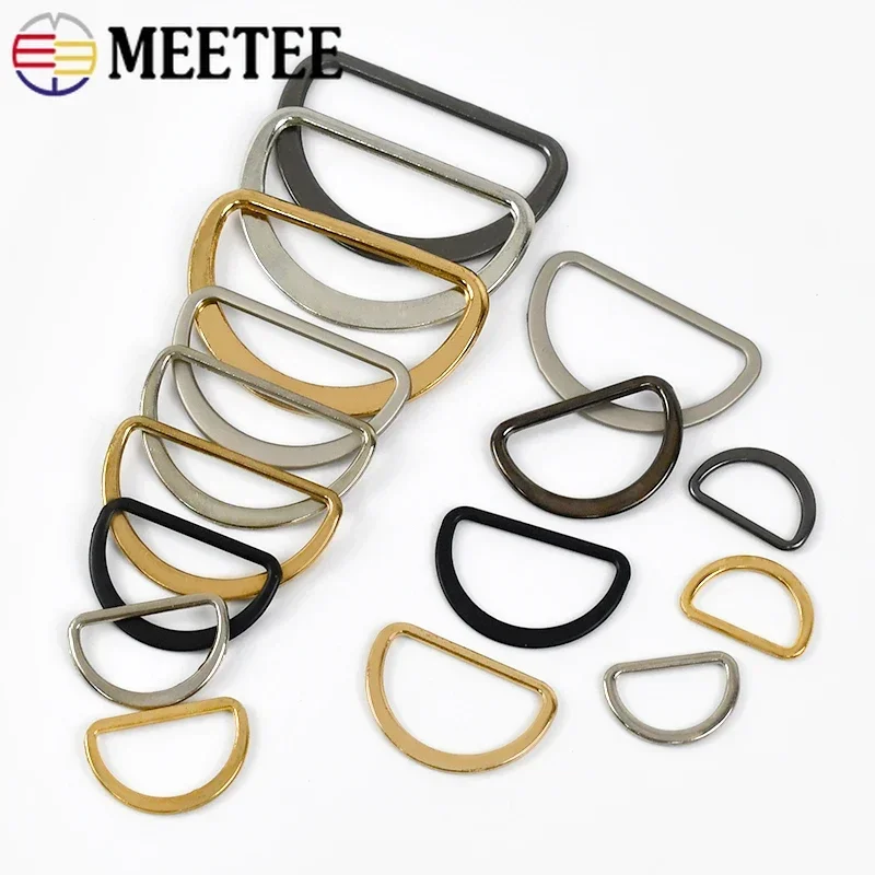 Meetee 10Pcs ID10-75mm Metal D Ring Buckles Bag Strap Closed Loop Connection Buckle DIY Webbing Rings Hook Clasp Sew Accessories