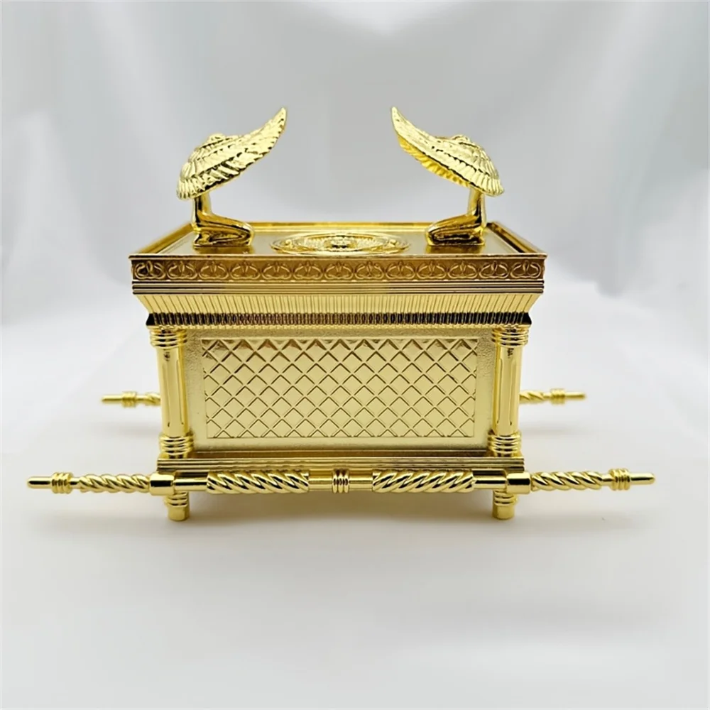 Goldene Arche des Vertrags Figur mit Geboten, Aarons Stab & Manna - Religiöse Schmuckbox, für mehrere religiöse Feiertage, ohne Strom – Detail 2