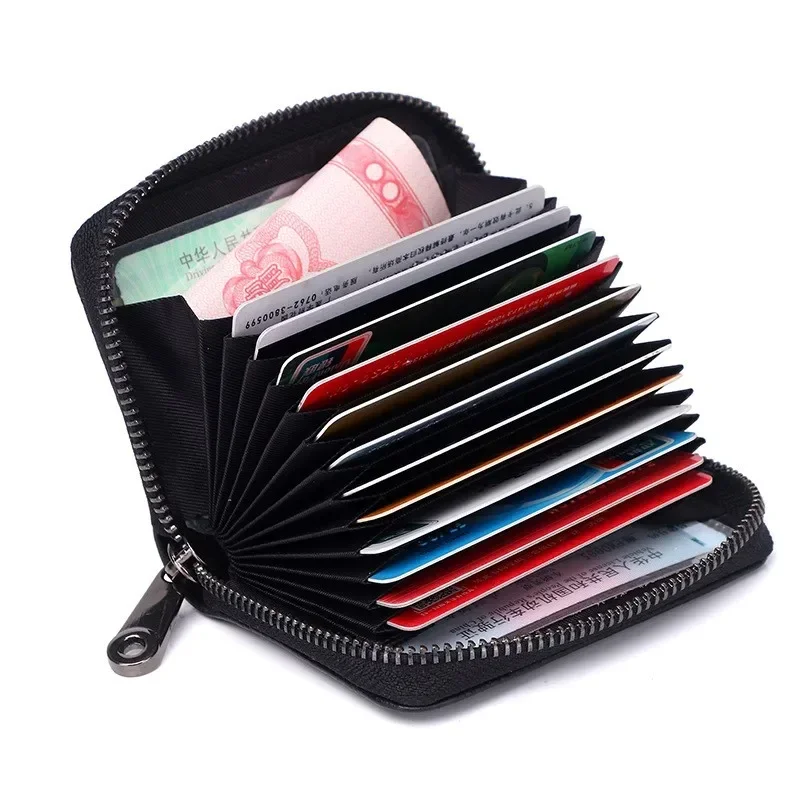 Männer/Frauen pu Leder Karten halter Mode Business Kreditkarten halter Unisex Karten etui Reiß verschluss Geldbörse Frauen Reiß verschluss tasche