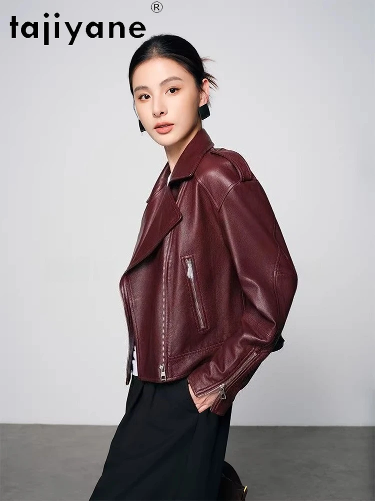 TAJIYANE Real Goatskin Leather Jackets Short Casual Coat Genuine Leather Jacket Woman 2025 Autumn Women Clothes дубленка женская